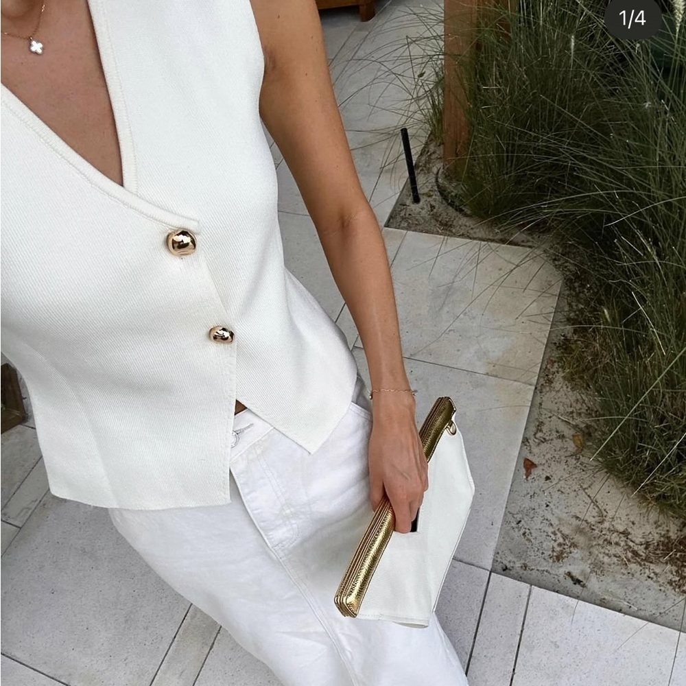 Zara Elegant cream Women's knitted vest top blouse sweater